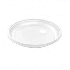 Тарелка пластик. d16,5см белая десертная (4гр) (ПС) ИнтроПластик