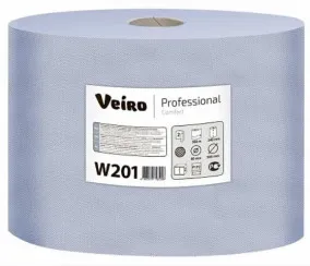 Протирочная бумага в рулоне VEIRO Professional Comfort 2 слойная синяя 350 м (артикул производителя W201)