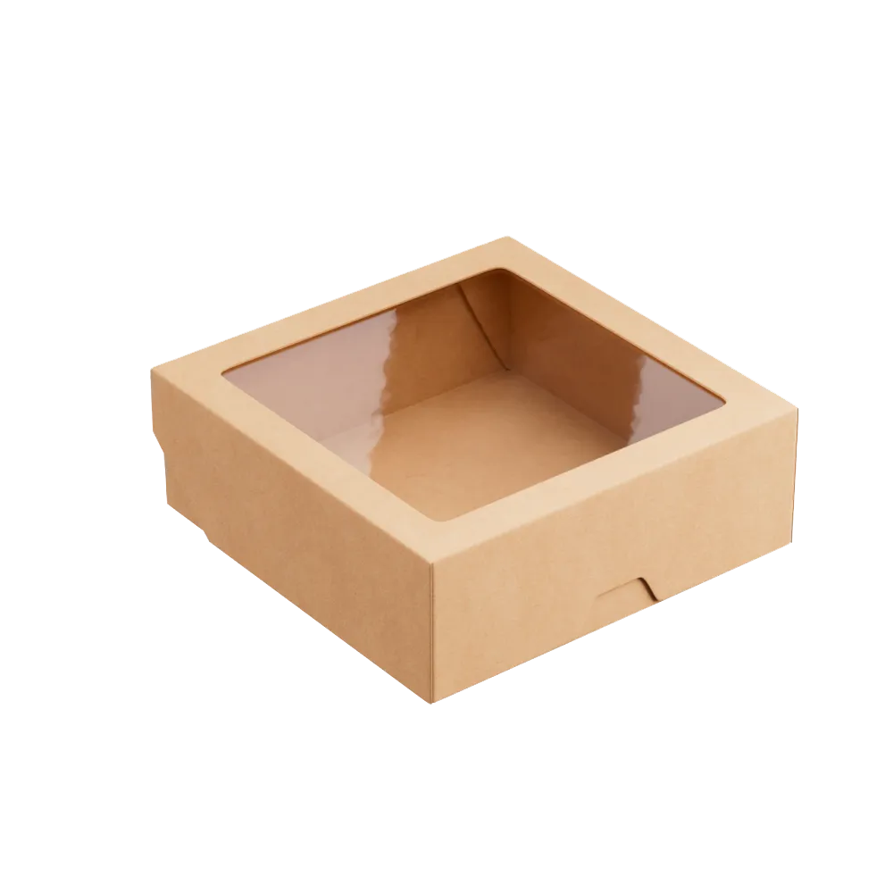 Контейнер бумажный OneBox 1230мл (150х100х55) крафт с окном