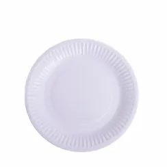 Тарелка бумажная круглая d18см белая ламинированная