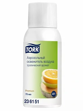 Освежитель воздуха аэрозольный TORK A1 Premium тропический аромат 75 мл сменный картридж (артикул производителя 236151)