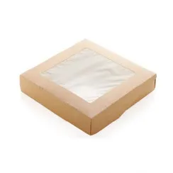 Контейнер бумажный с окном OSQ TABOX 1555 PRO (200х200х55) крафт