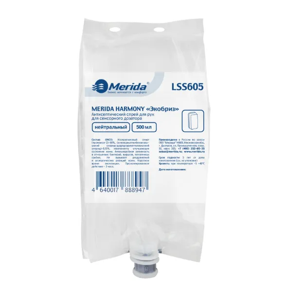 Антисептик для рук картридж Merida HARMONY КОМФОРТ "Экобриз" нейтральный 0,5 л (артикул производителя LSS605)