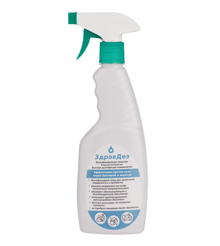 Кожный антисептик спиртовой ЗдравДез с триггером 0,5 л (артикул производителя ЗДА-563)