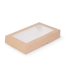 Контейнер бумажный с окном OSQ TABOX 1000 PRO (195х120х40) крафт 