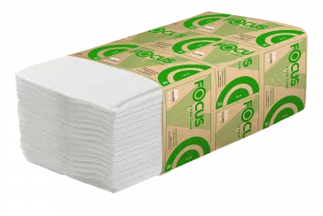 Бумажные полотенца листовые Focus Eco V сложения 1 слойные белые 200 листов (артикул производителя  5049975)