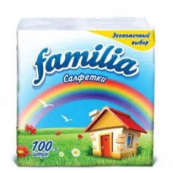 Салфетки бумажные белые 24 х 23 однослойные Familia 100 шт (артикул производителя 5080553)