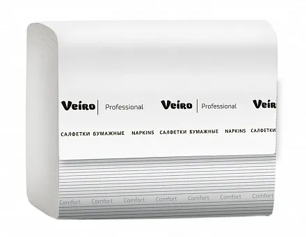 Салфетки бумажные для настольного диспенсера VEIRO Professional Comfort V сложения 2 слойные белые (артикул производителя NV211)