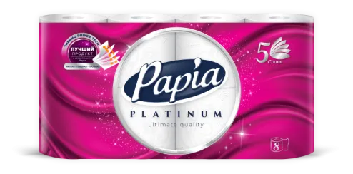 Бумага туалетная PAPIA PLATINUM 5 сл белая (8рул/уп) арт.5080978