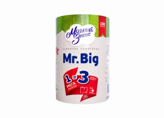Бумажные полотенца в рулоне Мягкий знак Mr.Big 2 слойные белые в упаковке 1 рулон (артикул производителя С5)