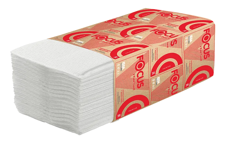 Бумажные полотенца листовые Focus Premium V сложения 2 слойные белые 200 листов (артикул производителя 5083740) 