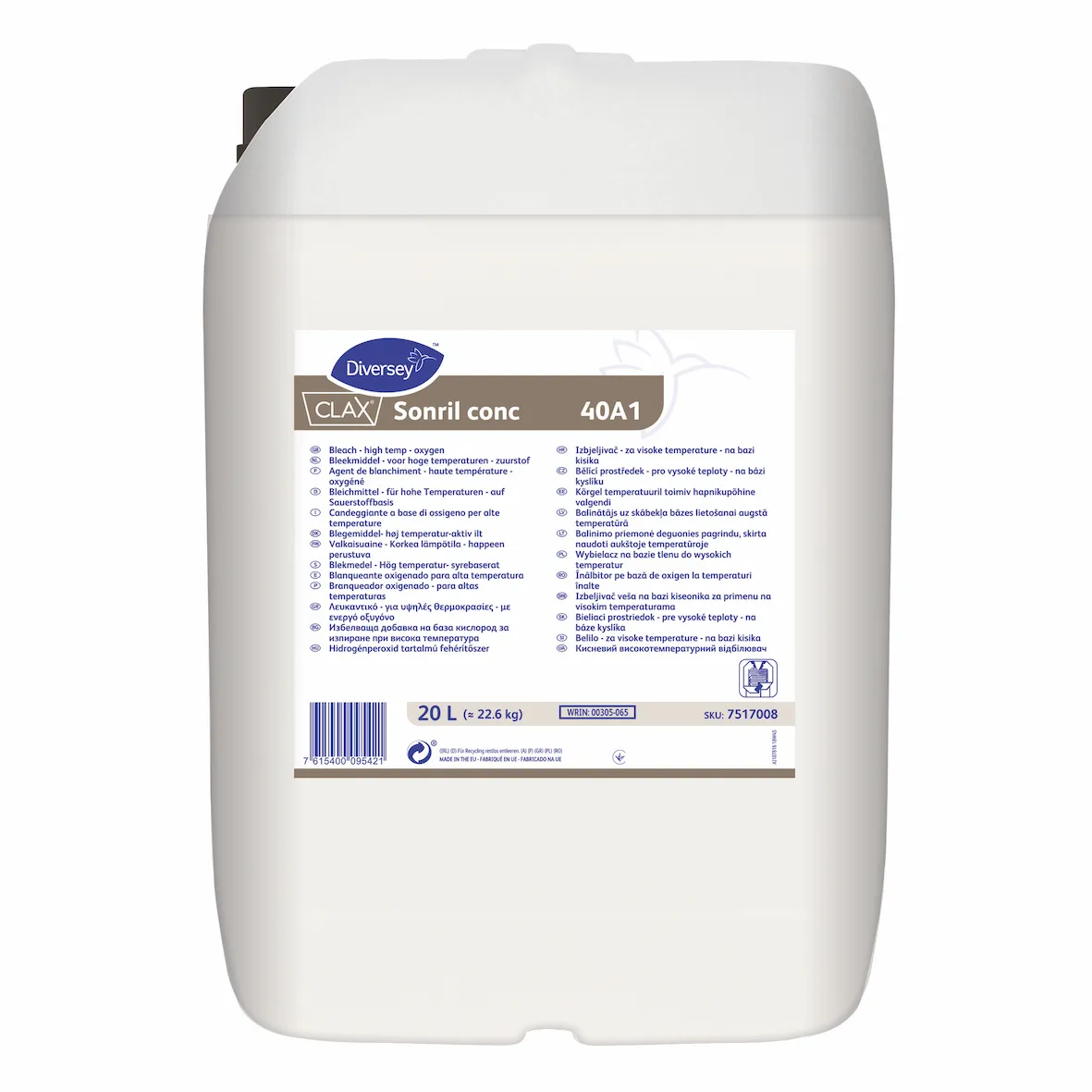 Отбеливатель Высокотемпературный для белья Diversey Clax Sonril conc 20 л арт. 100918194