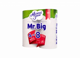 Туалетная бумага Мягкий знак Mr.Big 2 слойная белая в упаковке 4 рулона (артикул производителя С118)