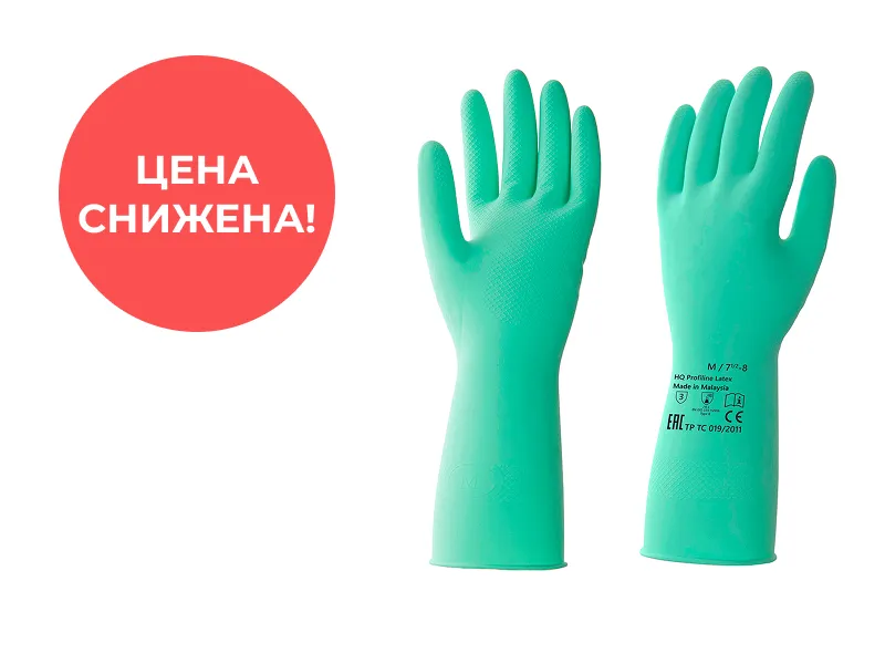 АКЦИЯ Перчатки резиновые HQ Profline M зеленые